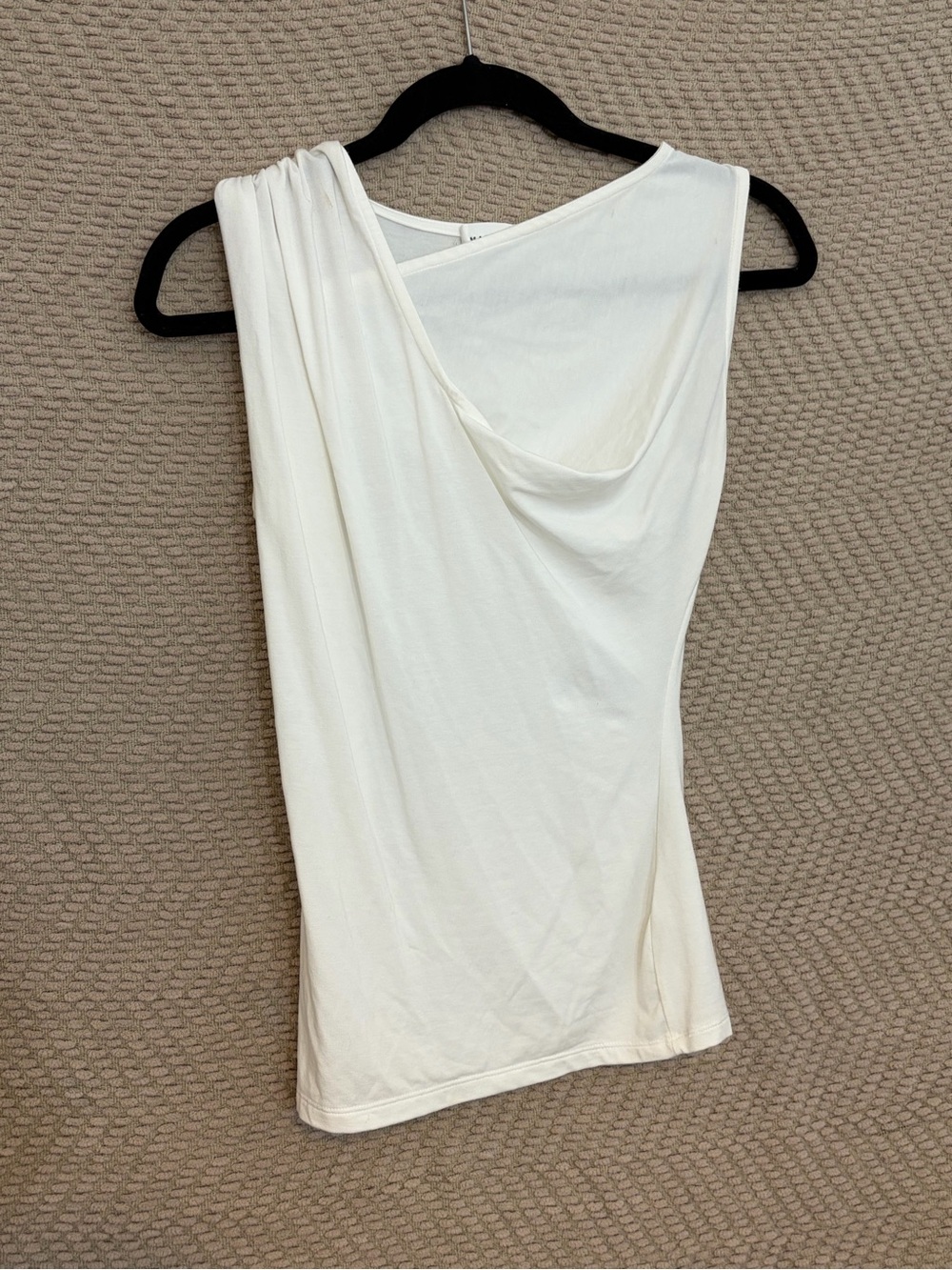 Marcella White Solid Cowl Neck Pullover Draped Sleeveless Tank Top XS